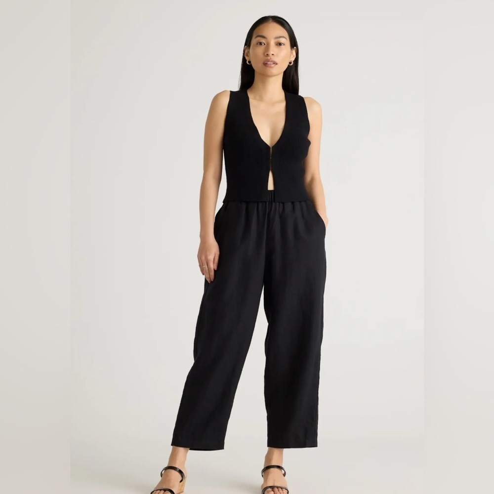 Quince 100% European Linen Pants XS Black